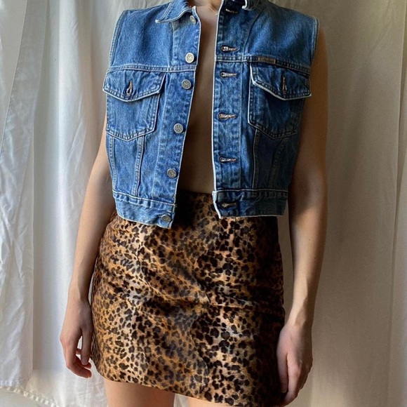 90s FURRY LEOPARD MINI SKIRT - Picture 2 of 4